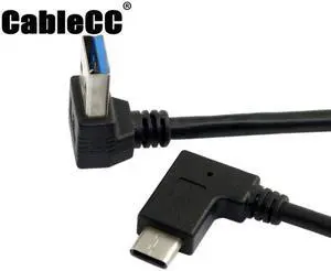 Cablecc Reversible USB 3.1 USB-C Angled to 90 Degree Down Angled A Male Data Cable for Macbook & Tablet & Mobile Phone UC-349-DN
