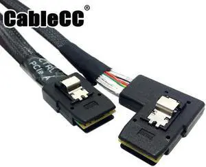 Cablecc  Ultra Slim Flat Left Angled 90 Degree Mini SAS 36pin SFF-8087 to 8087 Data Raid Cable 80cm