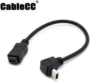 Cablecc GPS Mini USB 5P 90D up direct angled male to mini usb 5p Female extension cable