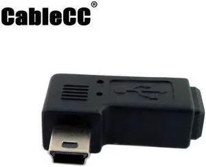 Cablecc Mini USB 2.0 5P Male to Female M - F extension adapter 90 degree Left angled