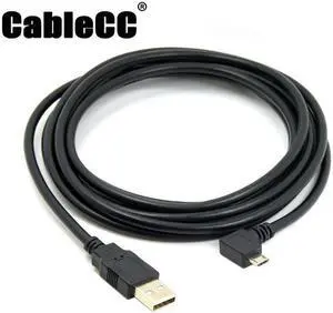 Cablecc 3m Left Angled 90 Degree Micro USB Male to USB 2.0 Data Charge Cable for Cell Phone & Tablet