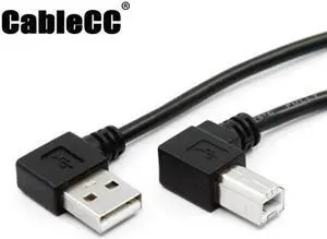 Cablecc Left Angled USB 2.0 A Male to B Male angled 90 degree Printer cable 50cm