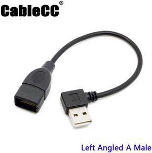 Cablecc 90D Left Angled type USB 2.0 A Male to USB Female M/F extension cable 20cm