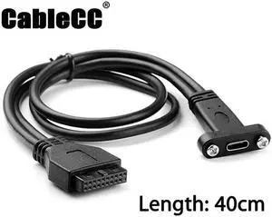 Cablecc Single Port USB 3.1 Type C USB-C Female to USB 3.0 Motherboard 19pin Header Cable 40cm UC-365-0.4M