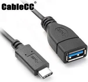 Cablecc Reversible Design USB 3.0 3.1 Type C Male Connector to  A Female OTG Data Cable for Tablet &Mobile Phone UC-200-BK