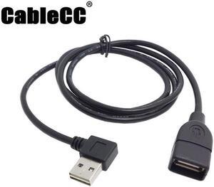 Cablecc USB 2.0 Male to Female Extension Cable 100cm Reversible Design Left & Right Angled 90 Degree