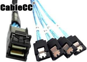 Cablecc  Internal Mini SAS SFF-8643 Host to 4 SATA 7pin Target Hard Disk 6Gbps Data Server Raid Cable 50cm