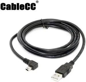 Cablecc Mini USB B Type 5pin Male Right Angled 90 Degree to USB 2.0 Male Data Cable 6ft 1.8m