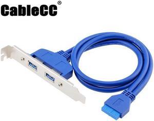 Cablecc Internal 2Pin USB 3.0 Female Mount panel  to Motherboard 20pin cable with PCI bracket