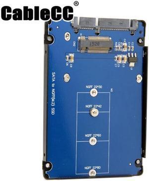 Cablecc  B+M Key Socket 2 M.2 NGFF (SATA) SSD to 2.5 SATA Adapter Card Adapter with Black Metal Case