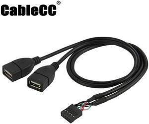 Cablecc 10 Pin Motherboard Female Header to Dual USB 2.0 Female Adapter Cable 50cm