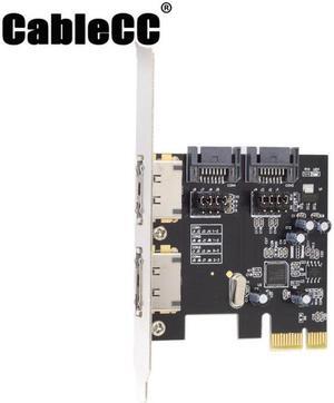 Cablecc  PCI-E To 4 Ports SATA 3.0 ESATA PCIE SATA3 6Gbps Expansion Card PCI-E Adapter