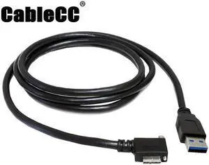 Cablecc 1.2m 90 Degree Right Angled Micro USB Screw Mount to 3.0 Data Cable for Industrial Camera