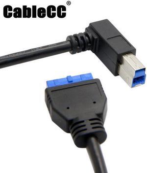 Cablecc 90 Degree Left angled USB 3.0 B Type Male to 3.0 Motherboard 19pin Header Cable 50cm