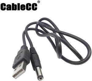 Cablecc USB 2.0 A Type Male to 5.5 x 2.5mm DC 5V Power Plug Barrel Connector Charge Cable 80cm