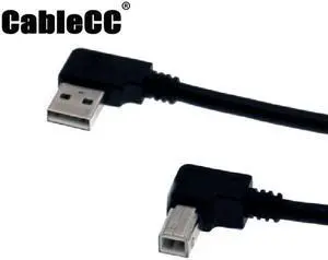 Cablecc Left Angled USB 2.0 A Male to B Male right angled 90 degree Printer cable 100cm