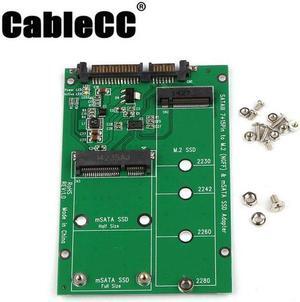 Cablecc  2 in 1 Combo Mini PCI- E 2 Lane M.2 NGFF & mSATA SSD to SATA 3.0 III Adapter Converter PCBA