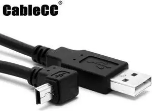Cablecc USB 2.0 A Male - Up Angled 90degree USB Mini B Male cable 50cm