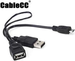 Cablecc Black Color Micro USB 2.0 OTG Host Flash Disk Cable with USB power  for Galaxy S3 i9300 S4 i9500 Note2 N7100 Note3 N9000 & S5 i9600