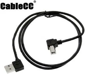 Cablecc Right Angled USB 2.0 A Male - B angled Male Printer scanner 90 degree cable 1m