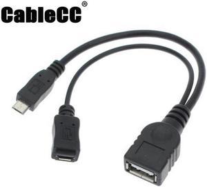 Cablecc Black Color Micro USB 2.0 OTG Host Flash Disk Cable with Micro USB power  for Galaxy S3 i9300 S4 i9500 Note2 N7100 Note3 N9000 & S5 i9600