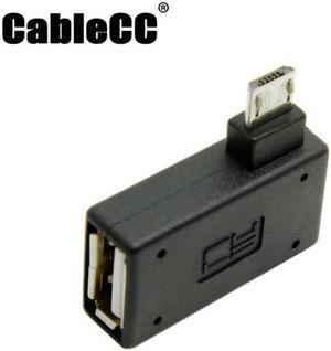 Cablecc 90 Degree Left Angled Micro USB 2.0 OTG Host Adapter with USB Power for Galaxy S3 S4 S5 Note2 Note3 Cell Phone & Tablet