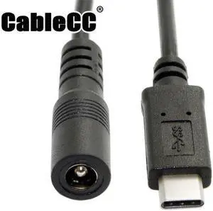 Cablecc USB 3.1 Type C USB-C to DC 5.5*2.5mm Power Jack Extension Charge Cable for Macbook Cell Phone Tablet UC-233