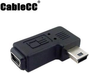 Cablecc Mini USB 2.0 5P Male to Female M - F extension adapter 90 degree right angled