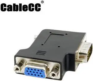 Cablecc Vertical Flat Left Angled 90 Degree VGA SVGA Male To Female extension Adapter