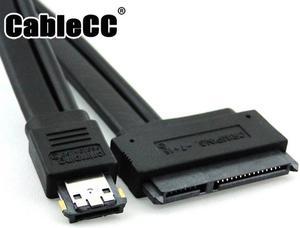 Cablecc  50cm Dual Power 12V and 5V eSATAp Power ESATA USB 2.0 combo to 22Pin SATA cable for 2.5" 3.5" Hard Disk Drive