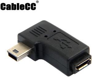 Cablecc 90 degree left angled MINI USB male to MICRO USB female Data sync power ADAPTER