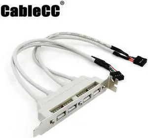 Cablecc PCI 4 PORTS USB 2.0 Female Screw to Motherboard 9p header cable with bracket