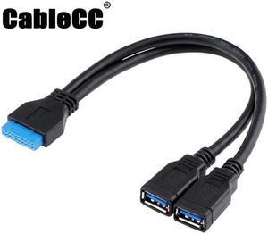 Cablecc 2 ports USB 3.0 Female to Motherboard 20pin Header cable for front panel 20cm