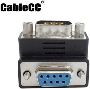 Cablecc DSUB D-SUB RS232 9PIN MALE TO FEMALE UP RIGHT ANGLED 90 DEGREE EXTENSION ADAPTER