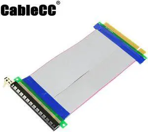 Cablecc PCI-E Express 16X to 16x Male to Female Riser Extender Card Ribbon Cable 20cm