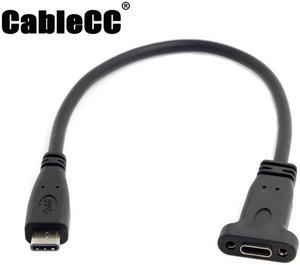 Cablecc USB-C USB 3.1 Type C Male to Female Extension Data Cable with Panel Mount Screw Hole