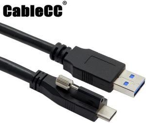 Cablecc USB 3.1 Type-C Locking Connector to Standard USB3.0 Data Cable 1.2m With Panel Mount Screw