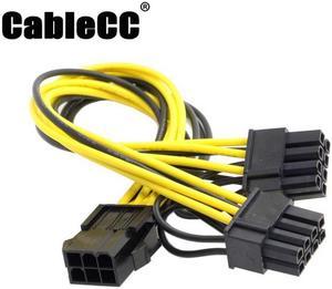 Cablecc PCI-E PCI Express ATX 6Pin Male to Dual 8Pin & 6Pin Female Video Card Extension Splitter Power Cable