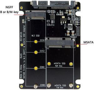 Jimier 2 in 1 Combo M.2 NGFF B-key & mSATA SSD to SATA 3.0 Adapter Converter Case Enclosure SA-215