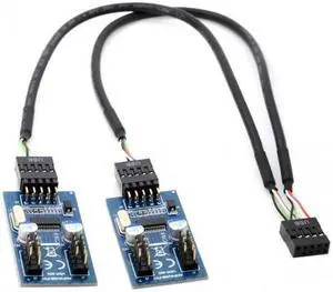Cablecc 9pin USB 2.0 Header 1 to 2 / 4 Female Extension Cable HUB Connector Adapter Port Multilier