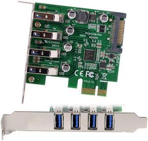 Jimier Cable Low Profile 4 Ports PCI-E to USB 3.0 HUB PCI Express Expansion Card Adapter 5Gbps for Motherboard