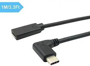 USB Type C Extension Cable (3.3Ft/1M) For Nintendo Switch, 90 Degree Right Angled USB-C USB 3.1 Type C Male to Female Extension Charging & Sync Cable Cord (90 Degree)