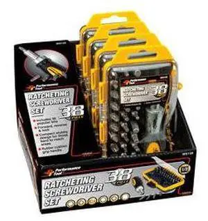 PERFORMANCE TOOL W9159 38-PIECE RATCHETING SCREWDRIVER SET  4-PIECE SHIPPER