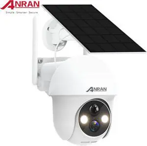 ANRAN Security Camera Wireless Outdoor, 2K Solar Outdoor Camera with 360° View, Smart Siren, Spotlights, Color Night Vision, PIR Human Detection, Pan Tilt Control, 2-Way Talk, IP65, Q1 White