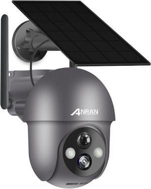 ANRAN Security Camera Wireless Outdoor with 360° View, 2K Solar Outdoor Camera with Smart Siren,Color Night Vision, PIR Human Detection,2-Way Talk, IP65, Q1 Grey