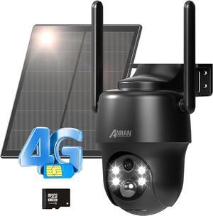 ANRAN 3/4G LTE Cellular Security Camera Wireless Outdoor (SIM&SD Card Included), Solar Camera Security,2K Night Vision, PIR Human Detection, 2 Way Talk, G01-B