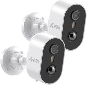 Security Cameras Wireless Outdoor,ANRAN Camera Continuous Power with soloar,Human&vehicle Detection, Color Night Vision, Two way talk,Compatible with Alexa, 2 Packs