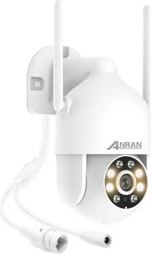 ANRAN 5MP WiFi Surveillance Camera, 360° Outdoor Camera with Projector, Motion Detection, Colour Night Vision, Two-Way Audio, Automatic Tracking, Simple Installation, P2 White