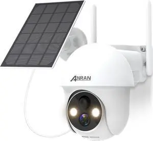 ANRAN 2K 3MP WiFi Outdoor Solar Surveillance Camera Colour Night Vision PIR Human Detection Two-Way Audio 360° Outdoor Camera with Projector Compatible Alexa Q1 White