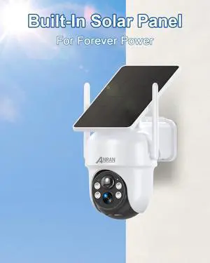 ANRAN 4MP WIFI Solar Security Cameras Outdoor, PIR Detection, Multi-User Sharing, Simple Installation, Color Night Vision, Two Way Talk, Q4